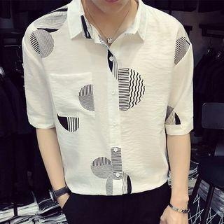 Short-sleeved Printed Shirt White - M