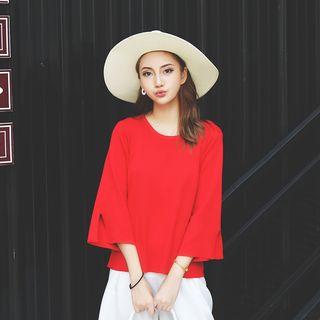 Slit Cuff 3/4-sleeve Sweater