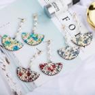 Mini Hand Fan Beaded Earrings