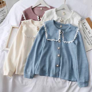 Lace-trim Crew-neck Knit Shirt