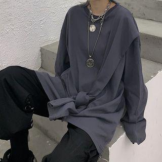 Couple Matching Plain Long-sleeve Oversize T-shirt