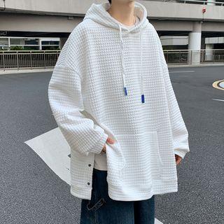 Long Sleeve Waffle Split Button-side Hoodie