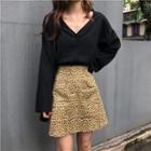 Bell-sleeve V-neck Chiffon Shirt