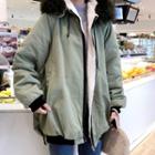 Furry Trim Hooded Oversized Puffer Jacket