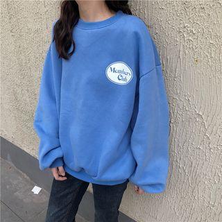 Long Sleeve Print Pullover Blue - One Size