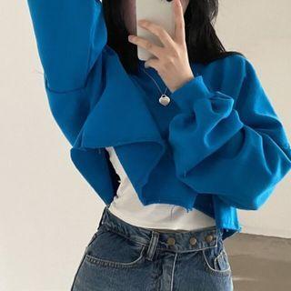 Cropped Frayed Sweatshirt