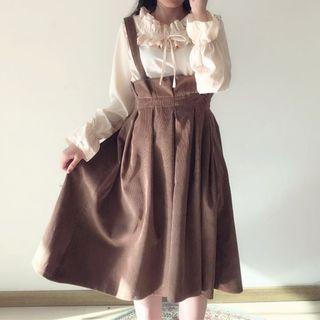 Plain Suspender Corduroy Dress