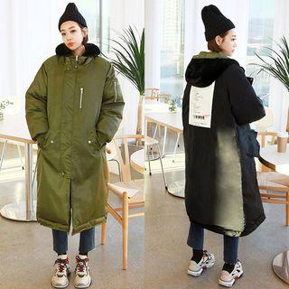 Hooded Long Padded Parka Khaki - One Size