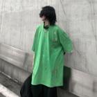 Short Sleeve Splatter Print Oversized T-shirt
