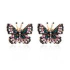 Rhinestone Butterfly Earring 01-10429 - 1 Pair - As Shown In Figure - One Size