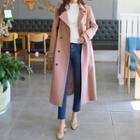 Slim-fit Double-breasted Long Trench Coat