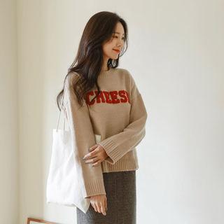 Sherpa-fleece Letter Loose-fit Sweater