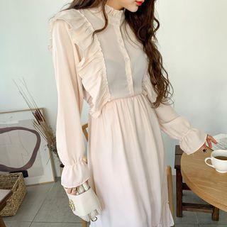 Frill-trim Maxi Chiffon Dress