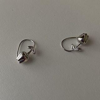 Flower Alloy Earring K107 - 1 Pair - Silver - One Size