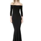 Off-shoulder 3/4-sleeve Mermaid Evening Gown