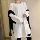 Distressed Loose-fit Long T-shirt