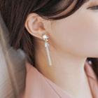 Faux Pearl Rhinestone Tassel Single Earring