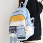 Color Block Buckled Nylon Backpack / Bag Charm / Set