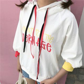 3/4-sleeve Lettering Hoodie