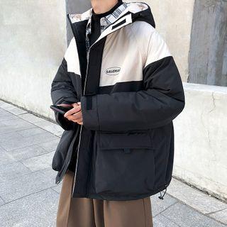 Printed Color Block Padded Coat