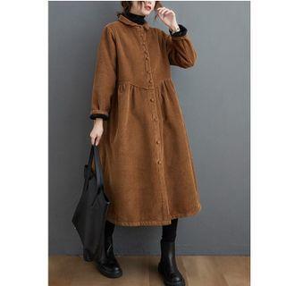 Button-up Corduroy Long Coat