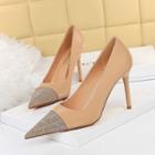 Rhinestone Kitten-heel Pointed-toe Shoes