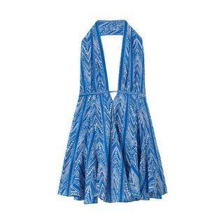 Halter Print Open Back Mini A-line Dress