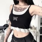 Mock Two-piece Rhinestone Butterfly Cropped Camisole Top