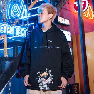 Brushed Fleece-lining Printed Hoodie