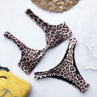 Spaghetti Strap Leopard Print Swimsuit