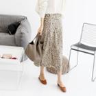 Leopard Chiffon Long Flare Skirt