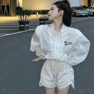 Lettering Zip Jacket / Sweatshorts