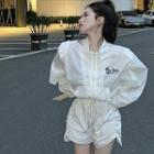 Lettering Zip Jacket / Sweatshorts