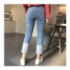 Cutout Detail Cuff-hem Jeans