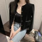 Velvet Cropped Button-up Jacket