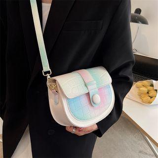 Pattern Faux Leather Flap Shoulder Bag