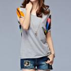 Printed Panel Short-sleeve Top