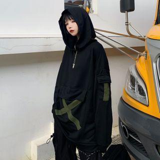 Cargo Pocket Hoodie Black - One Size