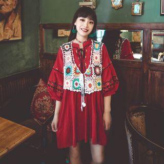 Color Block Crochet Cropped Vest