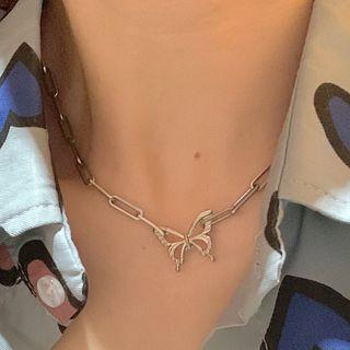Butterfly Chain Necklace 1pc - Silver - One Size