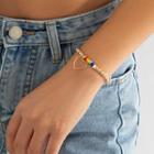 Heart Rainbow Bead Alloy Bracelet 1 Pc - Gold - One Size