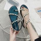 Faux Pearl Toe-ring Sandals