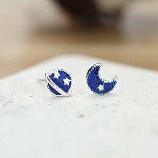 Planet & Moon Stud Earring