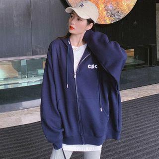 Long-sleeve Lettering T-shirt / Hooded Oversize Lettering Jacket / High-waist Plain Slim-fit Legging