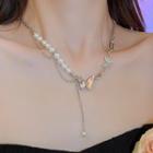 Faux Pearl Layered Necklace Necklace - Silver - One Size