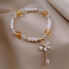 Bee Faux Crystal Faux Pearl Bracelet Bracelet - Crystal - Freshwater Pearlbee - White & Tangerine - One Size