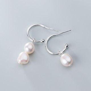 925 Sterling Silver Irregular Pearl Dangle Earring 1 Pair - S925 Silver - One Size