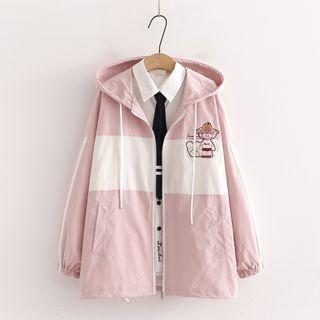 Embroidered Hooded Zip Jacket / Shirt