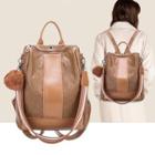 Panel Genuine Leather Backpack