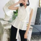 Peplum Sleeveless Chiffon Top